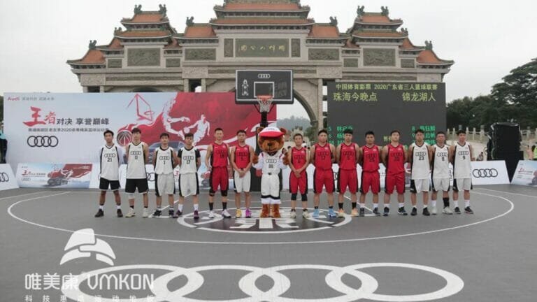 Basketball tournament teams playing on VMKON TPE flooring