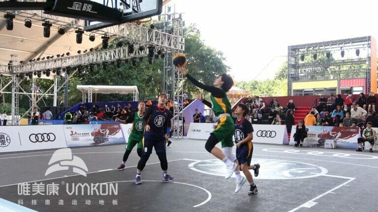 Professional Teams playing basketball on VMKON basketball court