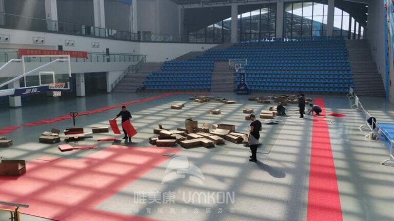 installation process of a basketball court