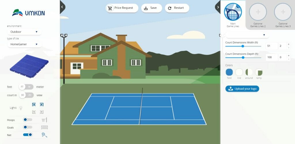 the tennis court- sports court builder application by vmkon
