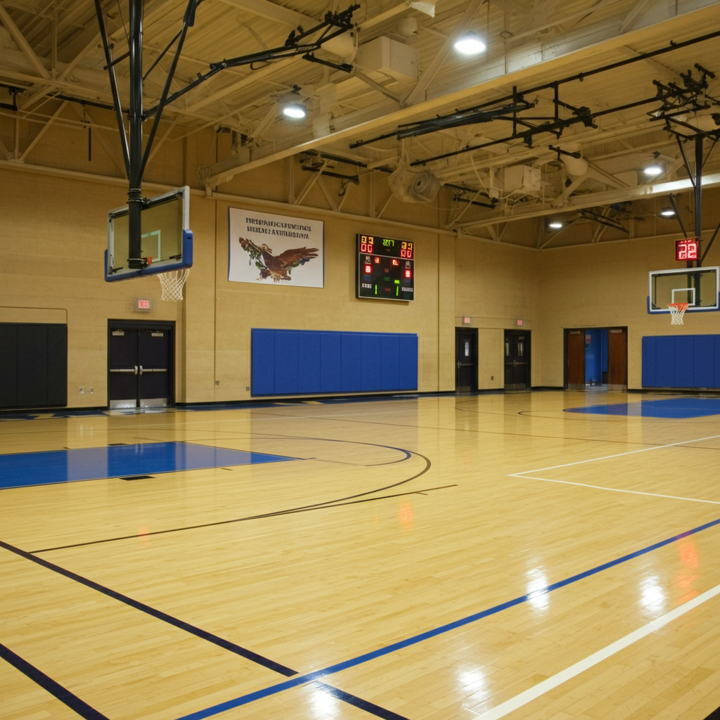 wood basketball court flooring