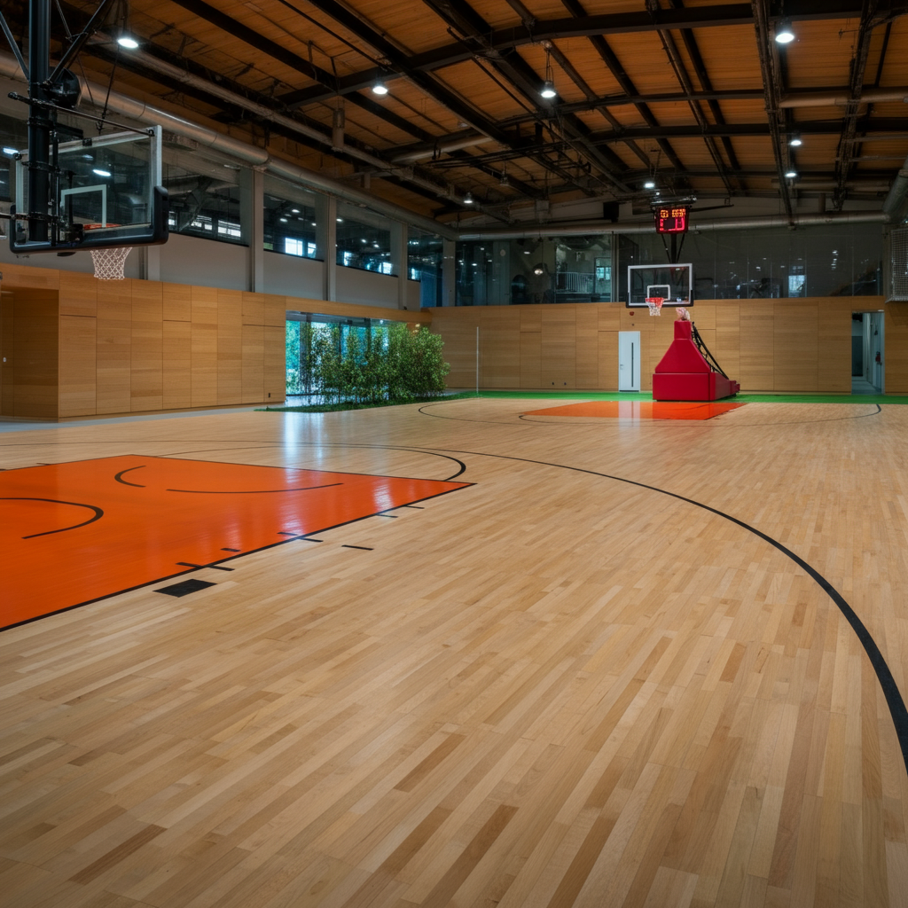 wood basketball court floor