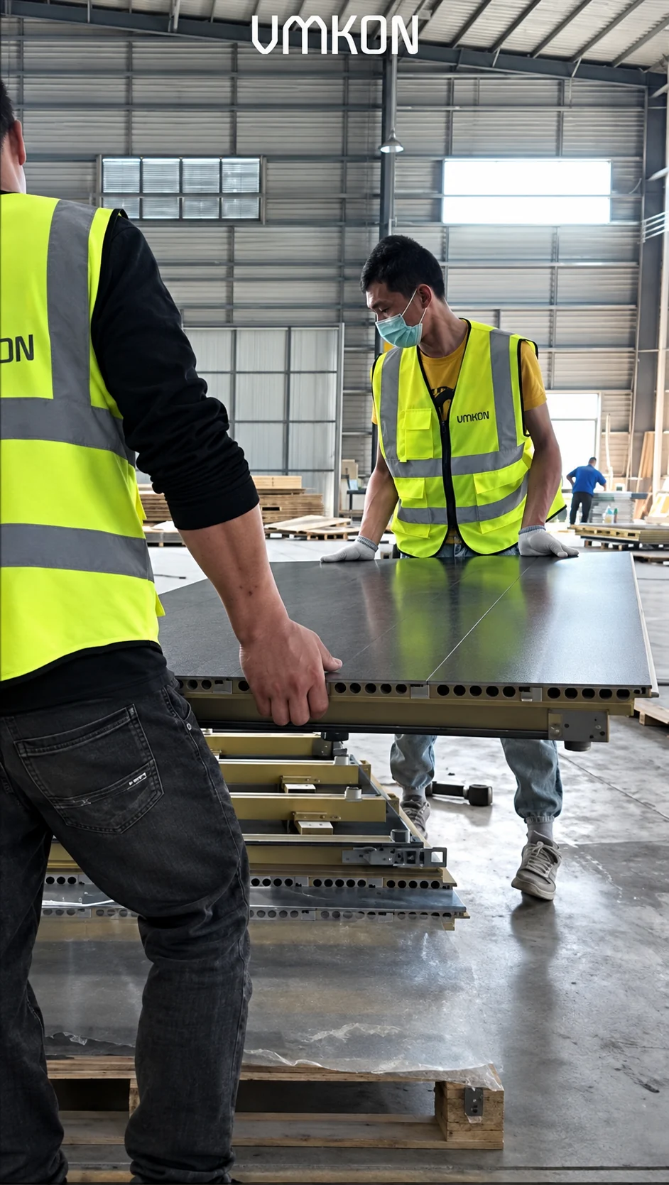 Hardwood flooring factory assembly team